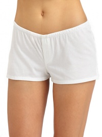 THE LOOKElastic waistMock zip flyVented hemTHE FITRise, about 8Inseam, about 1THE MATERIALPima cottonCARE & ORIGINMachine washImported THE LOOKElastic waistMock zip flyVented hemTHE FITRise, about 8Inseam, about 1THE MATERIALPima cottonCARE & ORIGINMachine washImported