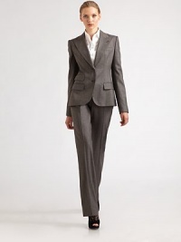 A sophisticated, straight-legged silhouette is rendered in classic houndstooth wool.Self waistband with belt loopsZip fly with button closureBack button welt pocketsInseam, about 3698% virgin wool/2% elastaneDry cleanMade in Italy of imported fabric Model shown is 5'10 wearing US size 4. A sophisticated, straight-legged silhouette is rendered in classic houndstooth wool.Self waistband with belt loopsZip fly with button closureBack button welt pocketsInseam, about 3698% virgin wool/2% elastaneDry cleanMade in Italy of imported fabric Model shown is 5'10 wearing US size 4.