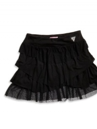 GUESS Kids Girls Girls Tiered Mesh Knit Skirt, BLACK (7/8) GUESS Kids Girls Girls Tiered Mesh Knit Skirt, BLACK (7/8)