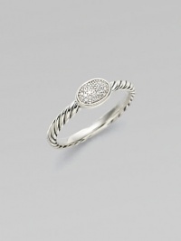 From the Cable Collectibles Collection. Diamond pavé oval sits upon a signature twisted cable band.Diamond, 0.07 tcw Sterling silver Width, about ¾ Imported Additional Information Women's Ring Size Guide From the Cable Collectibles Collection. Diamond pavé oval sits upon a signature twisted cable band.Diamond, 0.07 tcw Sterling silver Width, about ¾ Imported Additional Information Women's Ring Size Guide