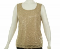 Jones New York Women's Sleeveless Sequin Scoop Neck Shell Shirt