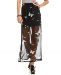 Spread your wings and prepare to fly to a higher level of style in this butterfly print maxi skirt from American Rag! Spread your wings and prepare to fly to a higher level of style in this butterfly print maxi skirt from American Rag!