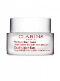 Early Correction. Continuous Protection. Visible Perfection. Multi-Active Day is the newest innovation from Clarins high performance skin care with new formulas and textures that prevent and visibly correct early signs of aging.Powerful and targeted early wrinkle control Reinforced and continuous antioxidant defense delivered directly to the skin Radiance boosting action Dermal-epidermal junction repair Dermatologist tested. Non-comedogenic Early Correction. Continuous Protection. Visible Perfection. Multi-Active Day is the newest innovation from Clarins high performance skin care with new formulas and textures that prevent and visibly correct early signs of aging.Powerful and targeted early wrinkle control Reinforced and continuous antioxidant defense delivered directly to the skin Radiance boosting action Dermal-epidermal junction repair Dermatologist tested. Non-comedogenic