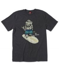 A surfer graphic adds some personality to this cozy Quiksilver tee. A surfer graphic adds some personality to this cozy Quiksilver tee.