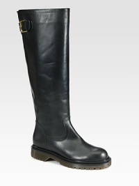 A buckled strap completes this tall silhouette of buttery leather. Rubber heel, 1¼ (30mm)Shaft, 16Leg circumference, 15¾Leather upperLeather liningRubber trek solePadded insoleMade in ItalyOUR FIT MODEL RECOMMENDS ordering one half size up as this style runs small. A buckled strap completes this tall silhouette of buttery leather. Rubber heel, 1¼ (30mm)Shaft, 16Leg circumference, 15¾Leather upperLeather liningRubber trek solePadded insoleMade in ItalyOUR FIT MODEL RECOMMENDS ordering one half size up as this style runs small.