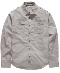 A solid choice. This button-front shirt from Sean John will be your go-to weekend wear. A solid choice. This button-front shirt from Sean John will be your go-to weekend wear.