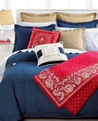 True blue. Featuring rugged denim in pure cotton, the Denim sham from Lauren Ralph Lauren gives your bed a relaxed sensibility. Also features button closure with Lauren Ralph Lauren signature metal buttons. True blue. Featuring rugged denim in pure cotton, the Denim sham from Lauren Ralph Lauren gives your bed a relaxed sensibility. Also features button closure with Lauren Ralph Lauren signature metal buttons.
