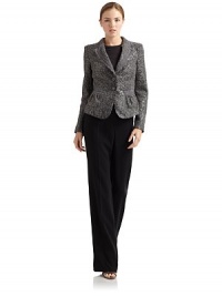 THE LOOKSequin-embellished wool felt blendNotched collar Two-button frontGrosgrain ribbon trim with raw felt edgesDual patch pocketsLong sleevesSlight peplum at back hemTHE FITAbout 22 from shoulder to hemTHE MATERIALFabric 1: virgin wool/polyesterFabric 2: acetate/polyesterCARE & ORIGINDry cleanMade in ItalyModel shown is 5'9 (175cm) wearing US size 4. THE LOOKSequin-embellished wool felt blendNotched collar Two-button frontGrosgrain ribbon trim with raw felt edgesDual patch pocketsLong sleevesSlight peplum at back hemTHE FITAbout 22 from shoulder to hemTHE MATERIALFabric 1: virgin wool/polyesterFabric 2: acetate/polyesterCARE & ORIGINDry cleanMade in ItalyModel shown is 5'9 (175cm) wearing US size 4.