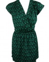 Aqua Womens Short Sleeve Printed Faux Wrap Tea Dress