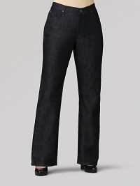 Comfortable stretch cotton in a dark wash with slight sheen.THE FITHigh-rise Inseam, about 34THE DETAILSZip fly with button closure Five-pocket style Clean back pockets Cotton/Lycra Machine wash Made in USA Comfortable stretch cotton in a dark wash with slight sheen.THE FITHigh-rise Inseam, about 34THE DETAILSZip fly with button closure Five-pocket style Clean back pockets Cotton/Lycra Machine wash Made in USA