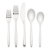 An elongated silhouette and sleek curves add a modern sensibility to this refined flatware. An elongated silhouette and sleek curves add a modern sensibility to this refined flatware.