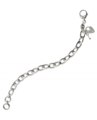 Classic cool. Fossil's link bracelet is crafted from silver-tone stainless steel with a silver-tone charm for a subtle and stylish touch. Approximate length: 7-1/2 inches. Classic cool. Fossil's link bracelet is crafted from silver-tone stainless steel with a silver-tone charm for a subtle and stylish touch. Approximate length: 7-1/2 inches.