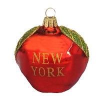 A glittering, glass apple from Kurt Adler brings a bit of New York to your holiday tree. A glittering, glass apple from Kurt Adler brings a bit of New York to your holiday tree.