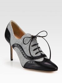 An elevated, oxford-inspired design of soft flannel with perforated leather trim and laces. Leather-covered heel, 3½ (90mm)Flannel and leather upperLeather lining and solePadded insoleMade in ItalyOUR FIT MODEL RECOMMENDS ordering one size up as this style runs small. An elevated, oxford-inspired design of soft flannel with perforated leather trim and laces. Leather-covered heel, 3½ (90mm)Flannel and leather upperLeather lining and solePadded insoleMade in ItalyOUR FIT MODEL RECOMMENDS ordering one size up as this style runs small.