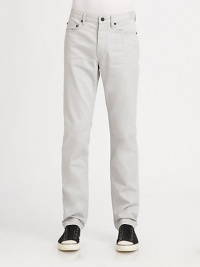 A slim-fitting silhouette rendered in garment-dyed cotton is the perfect upgrade for your denim wardrobe; Pairs easily with a woven oxford sportshirt or a pullover sweater, lending a relaxed finish to a structured look.Five-pocket styleZip flyInseam, about 34CottonMachine washImported A slim-fitting silhouette rendered in garment-dyed cotton is the perfect upgrade for your denim wardrobe; Pairs easily with a woven oxford sportshirt or a pullover sweater, lending a relaxed finish to a structured look.Five-pocket styleZip flyInseam, about 34CottonMachine washImported