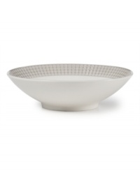 Shape up. A pattern of tiny squares gives the Mikasa Crisscross vegetable bowl a modern look and feel in resilient, everyday stoneware. Soothing gray and white tones mixing a matte and shiny finish add to its understated cool. Shape up. A pattern of tiny squares gives the Mikasa Crisscross vegetable bowl a modern look and feel in resilient, everyday stoneware. Soothing gray and white tones mixing a matte and shiny finish add to its understated cool.