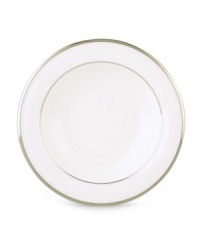 Beautiful in its simplicity, this dinnerware collection features a timeless, elegant design. The pristine white bone china is accented by a single, shimmering band of platinum. The understated beauty will add a refined sophistication to your dining experience for years to come. Beautiful in its simplicity, this dinnerware collection features a timeless, elegant design. The pristine white bone china is accented by a single, shimmering band of platinum. The understated beauty will add a refined sophistication to your dining experience for years to come.