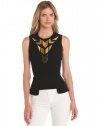 Rachel Roy Collection Women's Crepe Metal Trim Top