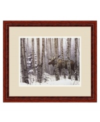 Bring the stillness and tranquility of a snow-covered landscape to hectic everyday living with A Walk in the Woods. A majestic moose leads you on a path through the wilderness, framed in polished cherry wood. By artist-explorer Stephen Lyman. Bring the stillness and tranquility of a snow-covered landscape to hectic everyday living with A Walk in the Woods. A majestic moose leads you on a path through the wilderness, framed in polished cherry wood. By artist-explorer Stephen Lyman.