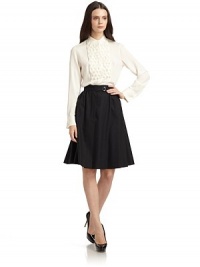 THE LOOKMandarin collarRibbon-trimmed bib frontLong sleeves with button cuffsTHE FITAbout 24 from shoulder to hemTHE MATERIALSilkCARE & ORIGINDry cleanMade in Italy THE LOOKMandarin collarRibbon-trimmed bib frontLong sleeves with button cuffsTHE FITAbout 24 from shoulder to hemTHE MATERIALSilkCARE & ORIGINDry cleanMade in Italy