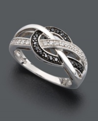 A sweet mix of sparkle and contrast. This Wrapped in Love™ ring features an intricate knot design in round-cut white diamonds (1/8 ct. t.w.) and black diamonds (1/8 ct. t.w.) set in sterling silver. Size 7. A sweet mix of sparkle and contrast. This Wrapped in Love™ ring features an intricate knot design in round-cut white diamonds (1/8 ct. t.w.) and black diamonds (1/8 ct. t.w.) set in sterling silver. Size 7.