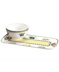 Bring the lush bounty of the French countryside to your table with the soup and sandwich set from Villeroy & Boch. Fresh fruit and leaf garland in premium porcelain complement the French Garden dinnerware collection. Bring the lush bounty of the French countryside to your table with the soup and sandwich set from Villeroy & Boch. Fresh fruit and leaf garland in premium porcelain complement the French Garden dinnerware collection.