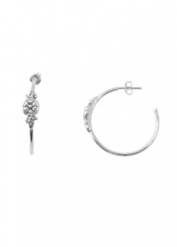 Barse Sterling Silver Floral Hoop Earrings