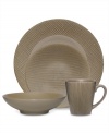 Stoneware in warm taupe offers contemporary style with a combination of smooth, lined and textured surfaces. Sleek, simple and easy to dress up or down, the Allspice 4-piece place settings are a smart, enticing choice for every meal. (Clearance)