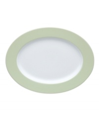 Present everything from meatloaf to French toast with the bright, easygoing style of Rosenthal's Sunny Day oval platter. Fresh green accents in dishwasher-safe porcelain help your favorite recipes shine. Present everything from meatloaf to French toast with the bright, easygoing style of Rosenthal's Sunny Day oval platter. Fresh green accents in dishwasher-safe porcelain help your favorite recipes shine.
