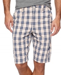 Shake it up from your standard denim and cargos. These plaid shorts from Lucky Brand Jeans are a welcome shot of prepster style. Shake it up from your standard denim and cargos. These plaid shorts from Lucky Brand Jeans are a welcome shot of prepster style.