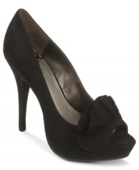 Get into this high-fashion, high-energy shoe. Fergalicious' Energy platform pumps feature unique ruffle detailing at the peep-toe. Get into this high-fashion, high-energy shoe. Fergalicious' Energy platform pumps feature unique ruffle detailing at the peep-toe.