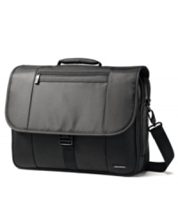 Versatile construction gives you instant access to everything in your bag with a quick stash feature under the flap for your travel necessities. Housing a padded laptop compartment, this briefcase provides superior protection with a security buckle to lock it all in place. 3-year warranty. Versatile construction gives you instant access to everything in your bag with a quick stash feature under the flap for your travel necessities. Housing a padded laptop compartment, this briefcase provides superior protection with a security buckle to lock it all in place. 3-year warranty.