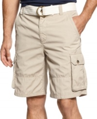Start out on your adventure prepared and in style with these belted cargo shorts from Club Room.