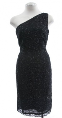 Lauren by Ralph Lauren Black Metallic Lace One Shoulder Sheath Dress 12 Lauren by Ralph Lauren Black Metallic Lace One Shoulder Sheath Dress 12
