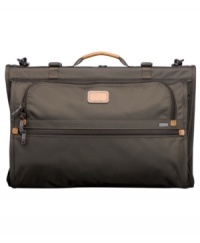 Plane & simple-just pack, board & stow this compact garment bag for a convenient and hassle-free approach to flying high. Outfitted to get you there wrinkle- and crease-free, this tri-fold bag carries one to two garments and features an exterior ticket pocket that keeps tabs on your travel must-haves. 5-year warranty. Plane & simple-just pack, board & stow this compact garment bag for a convenient and hassle-free approach to flying high. Outfitted to get you there wrinkle- and crease-free, this tri-fold bag carries one to two garments and features an exterior ticket pocket that keeps tabs on your travel must-haves. 5-year warranty.