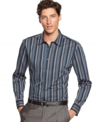 Add some extra polish to your professional style with this french cuffed and striped shirt from INC International Concepts. Add some extra polish to your professional style with this french cuffed and striped shirt from INC International Concepts.