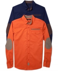 This Sean John shirt takes your boring button down and gives it a sleek modern style. This Sean John shirt takes your boring button down and gives it a sleek modern style.