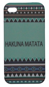 Hakuna Matata Mint Aztec Pattern Embossed Hard Case for Apple iPhone 4, 4S (AT&T, Verizon, Sprint) - Includes DandyCase Keychain Screen Cleaner [Retail Packaging by DandyCase]