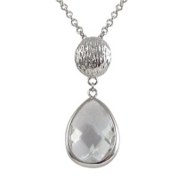 Graduated Textured Teardrop White CZ Silver Rhodium Overlay Necklace Pendant Graduated Textured Teardrop White CZ Silver Rhodium Overlay Necklace Pendant