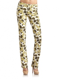 THE LOOKVibrant botanical printMid-width waistband with belt loopsTextured button closureZip flyLogo rivetsFive-pocket styleSkinny legsBack patch with textured logo plaqueTHE FITRise, about 8Inseam, about 33THE MATERIAL98% cotton/2% elastaneCARE & ORIGINMachine washMade in ItalyModel shown is 5'11 (180cm) wearing US size 4. THE LOOKVibrant botanical printMid-width waistband with belt loopsTextured button closureZip flyLogo rivetsFive-pocket styleSkinny legsBack patch with textured logo plaqueTHE FITRise, about 8Inseam, about 33THE MATERIAL98% cotton/2% elastaneCARE & ORIGINMachine washMade in ItalyModel shown is 5'11 (180cm) wearing US size 4.