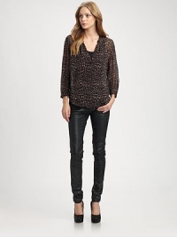 An exotic print of sheer silk chiffon, crafted in a light split-neck pullover.Band collarSplit-neckGathered sleevesShirttail hemBack gathered below yokeSilkDry cleanImportedModel shown is 5'9 (175cm) wearing US size Small. An exotic print of sheer silk chiffon, crafted in a light split-neck pullover.Band collarSplit-neckGathered sleevesShirttail hemBack gathered below yokeSilkDry cleanImportedModel shown is 5'9 (175cm) wearing US size Small.