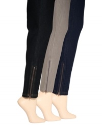 These super soft and stretchy leggings from HUE can be paired up with nearly anything in your closet. Added zipper detail and faux-pockets make them your most versatile, must-have item. These super soft and stretchy leggings from HUE can be paired up with nearly anything in your closet. Added zipper detail and faux-pockets make them your most versatile, must-have item.