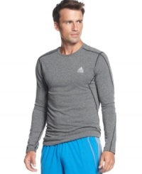Be seen. Reflective logos on this adidas shirt help ensure you'll be noticed while ClimaLite technology keeps you comfortable and dry. Be seen. Reflective logos on this adidas shirt help ensure you'll be noticed while ClimaLite technology keeps you comfortable and dry.