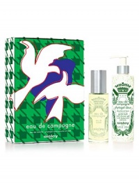 The flight of the Eau de Campagne doves is enhanced by the red contours and the intensity of the green and purple background. Around the box, a green and white decoration for more modernism and character. Masculine and intense, the Eau de Campagne gift box takes on a graphic decoration. Set includes: Eau de Campagne, 3.4 oz. and an Eau de Campagne Bath & Shower Gel, 8.4 oz. Made in France. The flight of the Eau de Campagne doves is enhanced by the red contours and the intensity of the green and purple background. Around the box, a green and white decoration for more modernism and character. Masculine and intense, the Eau de Campagne gift box takes on a graphic decoration. Set includes: Eau de Campagne, 3.4 oz. and an Eau de Campagne Bath & Shower Gel, 8.4 oz. Made in France.
