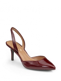 THE LOOKPointed toePatent leather designSlingback silhouettePadded insoleTHE FITHeel 3 (75mm)THE MATERIALLeather upperRubber soleORIGINImported THE LOOKPointed toePatent leather designSlingback silhouettePadded insoleTHE FITHeel 3 (75mm)THE MATERIALLeather upperRubber soleORIGINImported