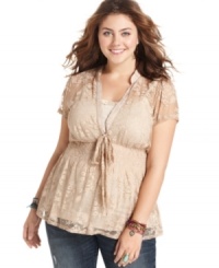 Lace is a must-have look of the season, so snag Eyeshadow's short sleeve plus size top! Lace is a must-have look of the season, so snag Eyeshadow's short sleeve plus size top!
