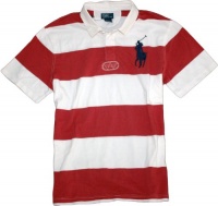 Polo Ralph Lauren Boys Big Pony Striped Rugby (X-Large, Spring Red)