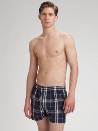 The coveted check pattern is rendered in supremely soft cotton with an elastic waistband. One-button fly Machine wash Imported The coveted check pattern is rendered in supremely soft cotton with an elastic waistband. One-button fly Machine wash Imported