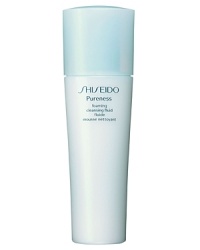 Shiseido Pureness Foaming Cleansing Fluid. A liquid cleanser that transforms into airy lather for gentle removal of the pore-clogging impurities, makeup, and oil that can lead to imperfections. Leaves skin feeling silky smooth and comfortable and is great for oily, combination or normal skin. Use daily morning and evening. Shiseido Pureness Foaming Cleansing Fluid. A liquid cleanser that transforms into airy lather for gentle removal of the pore-clogging impurities, makeup, and oil that can lead to imperfections. Leaves skin feeling silky smooth and comfortable and is great for oily, combination or normal skin. Use daily morning and evening.