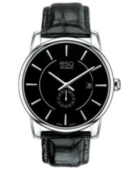 Detailed sophistication from esQ Movado. Designed with sleek steel and rich leather, this Capital collection watch complements your finest suits. Detailed sophistication from esQ Movado. Designed with sleek steel and rich leather, this Capital collection watch complements your finest suits.